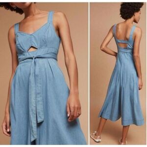Anthropologie Holding Horses Denim Cutout Jumpsuit Size 6